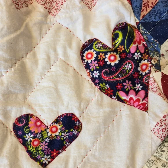 Upcycled Vtg Quilt & Army Wool Blanket Coat M-L Handmade Dont Throw It Out - Picture 6 of 7